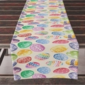 Easter table runner with colorful watercolor hand-painted eggs on cream fabric for home decor - 33*183cm / Colorful Vintage Eggs Style (ZQ10-1)