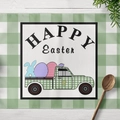 Oster-Tischset mit grünem Karomuster, Happy Easter Schriftzug und festlichem Pickup-Design - Grüner Karo LKW Muster (CD16-4) / 30x45cm Baumwollleinen