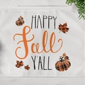 Happy Fall Y'all table mat with pumpkin and maple leaf patterns on wooden table - Happy Fall Plaid Pumpkin (CD11-10)