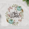 Linen placemat with pumpkin wreath and give Thanks print for Thanksgiving dining decor - Give Thanks Wreath (CD12-23)