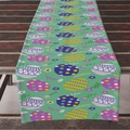 Easter table runner with colorful eggs and mint green background on a wooden table - 33*183cm / Mint Green Egg Texture (ZQ09-13)