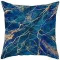 Funda de cojín de mármol azul con vetas doradas para decoración de sofás de casa - Textura de Ágata Azul 3 (DRD365-3) / Solo Funda