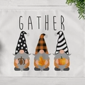Thanksgiving Gnome Gather placemat with harvest pumpkins and maple leaves on wood - Gather Gnomes Design (CD11-12)