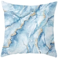 Funda de cojín decorativa con estampado de mármol azul y vetas doradas para sofá de casa - Textura de Ágata Azul 4 (DRD365-4) / Solo Funda