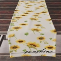 Chemin de table en lin avec imprimé tournesols et lettrage sunshine sur bois - Style Tournesol Sunshine (ZQ11-1)