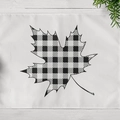 Square placemat with black and white buffalo plaid maple leaf on rustic white wood table - Maple Leaf Buffalo Plaid (CD11-15)