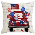 USA Unabhängigkeitstag Kissenbezug mit Vintage-Truck, Flaggen und Liebesmuster - Roter LKW Stil (YMD288-2)