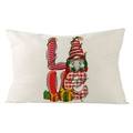 Linen Christmas lumbar pillowcase featuring festive LOVE letters and Nordic gnomes - 30x50cm (Cover Only) / LOVE Spliced Letters Gnome (YMD171-21) / Off White