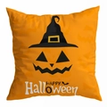 Halloween peach skin pillow cover with Jack-o'-lantern and witch hat in orange - 45x45cm / Orange Pumpkin Hat Pattern (DRD295-5)