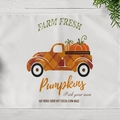 Linen placemat with harvest pumpkin truck design for Thanksgiving table decor - Farm Fresh Truck (CD12-33)