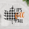 Tovaglietta bianca del Ringraziamento con foglia d'acero a scacchi e scritta It's Fall Y'All - It's Fall Foglia di Acero (CD11-22)