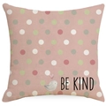 Federa in lino rosa con pois colorati, illustrazione di uccello e scritta BE KIND - Stile Slogan Uccello Pois (YMD295-2)