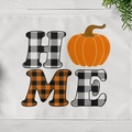 Sottopiatto autunnale HOME con zucca e motivo a quadri su legno bianco venato - Design Home Zucca (CD11-23)