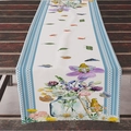 Runner da tavola in lino con pizzo blu e stampa ad acquerello di gnomi e fiori - Stile Gnomo di Pasqua (ZQ12-11)