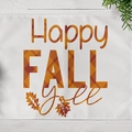 Happy FALL y'all linen placemat with autumn maple leaf pattern on wood background - Happy Fall y'all (CD12-36)