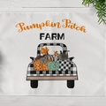 Tovaglietta del Ringraziamento con furgone a quadri e motivo di zucche - Camion Fattoria Zucche (CD11-24)