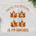 Linen placemat with orange plaid maple leaves and autumn favorite quote on wood background - Autumn Maple Favorite (CD12-37)