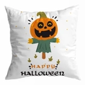Halloween pumpkin scarecrow peach skin pillowcase with Happy Halloween text print - 45x45cm / Pumpkin Scarecrow Illustration (DRD295-10)