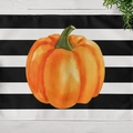 Tovaglietta autunnale con zucca ad acquerello su strisce bianche e nere - Zucca Sfondo Righe (CD11-25)