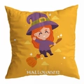Halloween orange pillowcase featuring a cute little witch illustration on peach skin fabric - 45x45cm / Orange-Yellow Q-version Witch (DRD295-11)