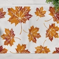 Autumn placemat with orange plaid maple leaf pattern on a white wooden background - Plaid Maple Leaf (CD12-38)