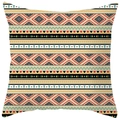 Funda de cojín bohemia con motivos étnicos coloridos sobre una tela beige - Estilo Tribal Rojo Verde Crema (DRS17-1) / 45x45cm Poliéster Solo Funda