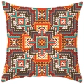 Funda de cojín étnica bohemia con estampados geométricos de colores sobre blanco - Estilo Geométrico Azteca Multicolor (DRS16-1)