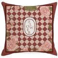 Europese vintage rode kussensloop met ruitpatroon, rozenmotieven en decoratieve tekst in het midden - 45x45cm (Zonder Kussen) / YMD302-2