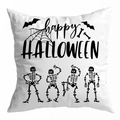 Halloween throw pillow cover with skeletons and bats print on white peach skin fabric - 45x45cm / White Background Black Skeleton (DRD295-16)