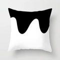 Detail shot of square cushion cover featuring minimalist black and white fluid wave pattern - 45*45cm (No Insert) / Black White Fluid Wave (CRD56-24)