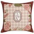 Vintage kussensloop met rode ruitjes en rozenmotief voor decoratie van bank en woonkamer - 45x45cm (Zonder Kussen) / YMD302-1