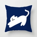 Detailed close-up of navy blue square cushion cover featuring a minimalist white animal print - 45*45cm (No Insert) / Navy Blue Minimalist Line Animal (CRD56-23)