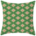 Funda de cojín bohemia de piel de melocotón con coloridos patrones geométricos étnicos - Estilo Diamante Étnico Fondo Verde (DRS17-3) / 45x45cm Poliéster Solo Funda