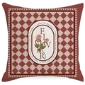 Europese vintage rode ruit kussenhoes met rozenprint voor decoratie van de woonkamer - 45x45cm (Zonder Kussen) / YMD302-3