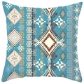 Funda de cojín bohemia con motivos geométricos azul cerceta para decoración étnica - Poliéster Doble Cara Sin Núcleo