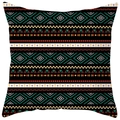Detailansicht eines Kissenbezugs im Boho-Stil mit bunten geometrischen Tribal-Mustern - Schwarze Basis Bunter Exotischer Stil (DRS17-5) / 45x45cm Polyester Nur Bezug
