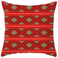 Funda de cojín bohemia roja con patrones geométricos tribales y estilo étnico - Textura Tribal Fondo Rojo Brillante (DRS17-4) / 45x45cm Poliéster Solo Funda