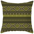 Detaillierte Nahaufnahme des Bohemian-Kissenbezugs mit grünen geometrischen Mustern - Grün Braun Stamm Stil (DRS17-7) / 45x45cm Polyester Nur Bezug