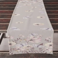 Linen table runner with floral print and butterfly pattern on dark wooden table - Gray Floral Butterfly Style (ZQ12-6)