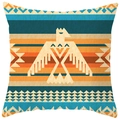 Detailansicht des böhmischen Kissenbezugs mit geometrischem Thunderbird-Aufdruck - Donnervogel Totem Ethno Stil (DRS17-9) / 45x45cm Polyester Nur Bezug