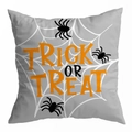 Trick or Treat Halloween pillowcase with grey spider web and orange text pattern - 45x45cm / Grey Background Web Spider (DRD295-20)