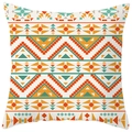 Detail des böhmischen geometrischen Drucks auf Kissenbezug aus Pfirsichhaut-Stoff in Farben - Orange Cyan Geometrischer Stil (DRS17-10) / 45x45cm Polyester Nur Bezug