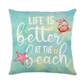 Linnen kussenhoes met zeester en krab en Life is Better at the Beach tekst - 45x45 cm / Krab Zeester Better At The Beach (YMD304-4)