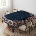 Detail of bohemian rectangle tablecloth with blue floral pattern on a wooden dining table - Zb06-11 / 40*60cm Small Towel