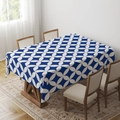 Detail view of rectangular tablecloth with blue and white geometric mandala pattern - Zb06-6 / 40*60cm Small Towel