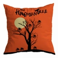 Halloween peach skin square pillowcase featuring a spooky tree and pumpkin moon design - 45x45cm / Orange Background Withered Tree Pumpkin (DRD295-24)