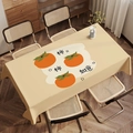 Detail of warm beige tablecloth featuring orange persimmons and Chinese lucky text calligraphy - Zb08-22 / 40*60cm Small Towel
