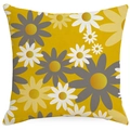 Fodera per cuscino in lino con stampa a margherite gialle per decorazione di divani - Motivo Piccole Margherite All-over (YMD309-2) / 45x45cm
