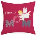 Linnen kussensloop Moederdag met cartoon engel en I Love U Mom print ontwerp - 45x45 cm / Cartoon Engel Belijdenis Patroon (YMD312-1)