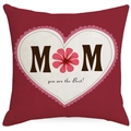 Linnen kussenhoes voor Moederdag met roze hart en 'MOM you are the Best' opdruk - 45x45 cm / Hart Bloemen Belijdenis Patroon (YMD312-3)